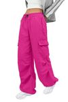 KISSMODA Parachute Pants for Women Cargo Pants Dance Pants Y2K Pants with Pockets Pink Large