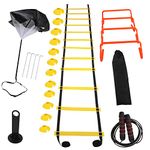 campMax Agility Ladder Speed Training Equipment - Includes Agility Ladder,Jump Rope, Agility Hurdles,12 Disc Cones,Soccer Training Equipment with Bag for Youth Adults