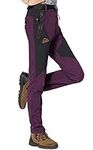 Rdruko Women's Snow Pants Waterproof Fleece Lined Ski Hiking Outdoor Winter Pants(Purple, CA S)