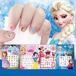 Kids Nail Art Stickers(7 Sheets 500+Designs), Unicorn Frozen Princess Nail Sticker False Nail Manicure Decals Toe Wraps for Little Girls Birthday Xmas New Year Nail Tip Decoration