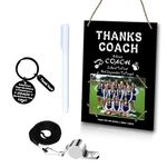 ZCCLINN Thanks Coach Frame Gifts - 4pcs Coach Photo Frame for Women Men, Picture Frame with Pen Keychain Whistle Team Signable Hanging Frame Basketball Soccer Hockey Appreciation Present for Wall