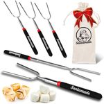 Marshmallow Roasting Sticks Set of 5 - Telescoping Long Smores Sticks for Fire Pit, Hot Dog Sticks for Campfire, Grill, Bonfire Party Supplies, Camping Gear Must Haves