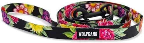 Wolfgang Premium Dog Leash for Small Dogs Heavy Duty, Durable & Easy to Clean Nylon Dog Leash with Quick Clip Buckles, for Training & Daily Use, Made in USA, DarkFloral Print (5/8 Inch x 4 Ft)