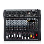 ZRAMO ZM120 Sound Mixer Board 12 channel Premium Analog Mixer with Multi-Track USB Bluetooth and 48V Phantom power For Studio Karaoke PC Live Performance KTV Home Stage Music Effects (8-Channel)