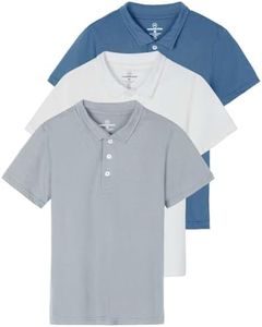 Real Essentials 3 Pack Boys Uniform Short Sleeve Polo Shirts T Kids Button Tops Tees Childrens Plain Girls Graduation Youth School Collared Cotton Summer Teen, 16-18