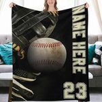 Custom Flannel Blanket Baseball Fans Gift Personalized Sports Throw Blanket for Adults Kid Add Name Number Text Birthday Valentines Christmas 40" x 50", 50" x 60"，60" x 80"