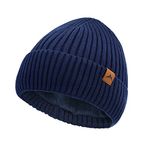 RANOME Warm Winter Beanies Baby Warm Knitted Hat Toddler Boys Girls Fleece Cap Kids Beanie Hats Cold Weather Navy