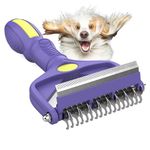 3 in 1 Upgraded Dematting Brush for Pets - Undercoat Deshedding Rake for Dogs and Cats with Thick Hair, Pet Grooming Rake