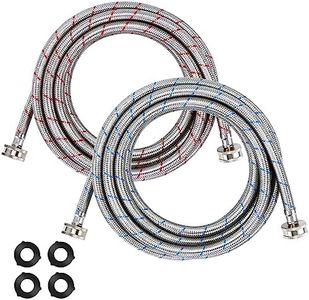 15ft LONG Washing Machine Hoses UPGRADE by Blutoget- Braided Stainless Steel Washer Hoses - Hot and Cold Water Lines 3/4'' Standard Interface -Burst Proof Leak Free Hose (2 Pack) - 10 YEARS WARRANTY