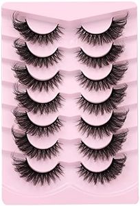 Cat Eye Fake Lashes Dramatic False Eyelashes Faux Mink Lashes Extension Wispy Fluffy Natural Look 7 Pairs Pack Fox Eye Lash 8D Volume Thick long Reusable Light Cruelty-Free