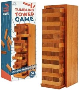 BSIRI Wood Tumbling Tower Game - Ideal for Party Games, Kids Games, Building Games, Camping Games, Outdoor Games for Adults and Family, Classic Stacking Block Games for Challenging Your Skills