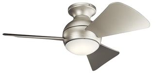 Kichler 330150NI Protruding Mount, 3 Silver Blades Ceiling fan with 67 watts light, Brushed Nickel