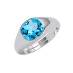 Clara Pure 925 Sterling Silver Tygo Men Ring |Size Adjustable, Platinum Plated, Swiss Zirconia | Gift for Men & Boys