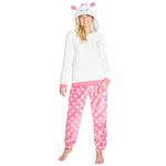 Disney Pyjamas for Women, Fluffy Ladies Fleece Pyjamas, Stitch Minnie Gifts (XL, Pink Marie)