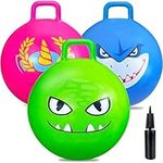 Hymaz Jumping Ball, 18" Bouncy Balls for Kids Toddlers Bouncing Ball with Pump for Boys Girls Adults Jumping Ball, Indoor and Outdoor Bouncing Game (3 Pack Hoppers)