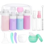 Travel Bottles for Toiletries - 16 Pcs Silicone Travel Size Containers - TSA Approved, Squeezable and Leak Proof Travel Accessories, BPA Free Refillable Bottles for Cosmetic Shampoo Conditioner Lotion