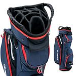 GYMAX Golf Bag, 14 Way Divider Golf Cart Bag with Rain Hood & Cooler Bag, Waterproof Golf Club Bag for Men & Women, Portable Lightweight Golf Bag (Navy)