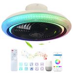 RGB Ceiling Fans with Lights Alexa Reversible 6-Speed Dimmable Ceiling Fans with Lights and Remote APP Silent Timer Fan Light Ceiling Bedroom Livingroom Lounge with Memory Function