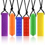 Tuxepoc Sensory Chewing Necklace 6 Pack,for Kids with,ADHD,Autism,Biting Needs,Oral Motor Chewy Tool,Silicone chewlery Necklace