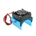 VGOL RC Motor Heat Sink with Cooling Fan for 540 550 3650 3660 RC Model Car Motor Remote Control Car Replacement Part Aluminum Alloy Blue