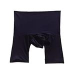 LESOYA Men's Sexy Sissy 1D Seamless Panties Low Rise Shiny Glossy Boxer Briefs Boy Shorts Underwear with Sheath, Black(with Pouch), One Size