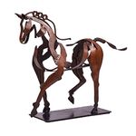 SunBlogs Art Handmade Horse Statue - Unique Rustic Decor for Office & Home - 100% Hand-Painted Metal Sculpture - Perfect Handicraft Gift for Horse Lovers (Brown)