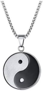LAFATINA Collares con colgante Yin and Yang para hombres y mujeres, collar blanco y negro para relación, Halloween, graduación, Metal, Acero inoxidable.