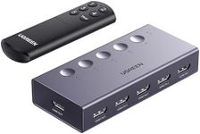 UGREEN HDMI Switch 5 in 1 Out 4K@60Hz, HDMI Switcher 4K HDR with IR Remote, 5 Port HDMI 2.0 Switcher 3D Dolby Vision Atmos CEC HDCP2.2, Selector Box Compatible with PS5 4 3 Xbox Switch Roku TV Gray