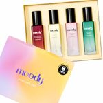 Moody Premium Perfume Gift Set for Women | Eau De Parfum | Long Lasting EDP Fragrance Scent Up To 8 Hours | Birthday Gift for Women | Strawberry, Tropical Vanilla Perfume Gift for Women Pack of 4x20ml