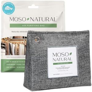 Moso Natural Air Purifying Bag 300g. A Scent Free Odor Eliminator for Closets, Bathrooms, Laundry Rooms, Pet Areas. Premium Moso Bamboo Charcoal Odor Absorber. Freestanding Design.