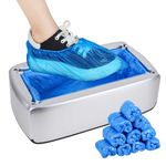 GreeSuit Upgrade Automatic Shoe Cover Dispenser - Portable Shoe Cover Machine with 100 Pcs Disposable Plastic Shoe Covers for Home, Office, Factory (100 Pcs) Silver