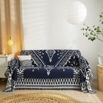 ROOMLIFE Aztec Couch Cover Blanket Boho Living Room Furniture Covers Farmhouse Home Decor Woven Sofa Covers Sectional Sofa Slipcover Soft Cozy Pet Couch Protector for Dogs Cats,71" X 118"