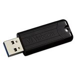 Verbatim 256GB Pinstripe USB 3.2 Gen 1 Flash Drive Retractable Thumb Drive with Microban Antimicrobial Product Protection- Black