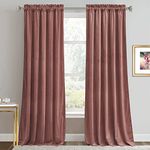 RYB HOME Room Darkening Velvet Curtains for Living Room, Light Blocking Thermal Insulated Window Treatment Retro Decor for Villa Home Office Farmhouse, Wild Rose, W52 x L120 inches, Set of 2 Panels