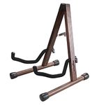 Wood Guitar Stand, Guitar Floor Stand, Acoustic Electric Wooden A Frame Folding Guitar Holder Adjustable for Bass, Cello, Mandolin, Banjo, Ukulele (Black Walnut)