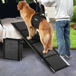 Zooba Dog Ramp for Truck, 71" Long & 20" Extra Wide Foldable Dog Ramp for Large Dogs - 280 lbs Capacity, Anti-Slip Felt Surface, Pet Ramp with Dog Lift Harness for Old Dogs - Durable and Portable