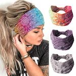 CAKURE Boho Headbands Wide Turban Knotted Head Bands African Head Wraps Yoga Hairbands Hair Scarf Elastic Hair Accessories for Women and Girls Pack of 3