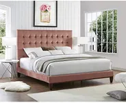 Inspired Home Bond Blush Velvet Platform Bed Queen Size