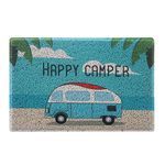 Aucuda Happy Camper RV Door Mat for Indoor Outside Entrance, Entrway Rugs Indoor Welcome Mat for Front Door, RV, 24"x16" Non-Slip Front Door Mats for Thanksgiving, Traps Dirt&Liquid Blue