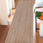 Fixseed Kitchen Rug Machine Washable Runner Rug 2x6 Brown Cotton Woven Bathroom Rug, Runners for Hallways Bedroom Living Room Laundry Patio Entryway Front Porch Mat