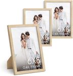 HAUS AND HUES 6x8 Natural Oak Wooden Picture Frame - Set of 3 6x8 Poster Frame - Premium Oak, Vertical Hang, Shatterproof Plexiglass - Ideal for Home, Room, Office (6x8-inch, Natural, Set of 3)