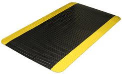 Durable Vinyl Heavy Duty Diamond-DEK Sponge Industrial Anti-Fatigue Floor Mat, 2' x 3', Black with Yellow Border