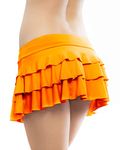 FEEL THE RISE Women's Babydoll Flirty Layered Ruffle Pleated Sexy Naughty Lingerie Mini Skirts for Special Romentic Moments (Small, Orange 3 Layers)