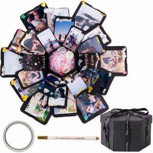 DAWOOWF Scatola Regalo,Foto Personalizzata Idea Regalo,Scatola Foto,Explosion Box,DIY,Regali Amica Compleanno,Idee Regalo per Anniversario