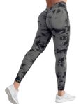 YEOREO Janet Scrunch Workout Leggings for Women High Waisted Butt Lifting V Back Waist Seamless Tie Dye Gym Yoga Leggings Black M