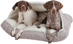 Snoozer Rectangle Cozy Cave Dog Bed - Indoor Dog Bed with Cover Cave, Covered Calming Burrow for Large Sized Pets with Blanket Attached, Enclosed, Washable Cover - XL, Merlin Linen