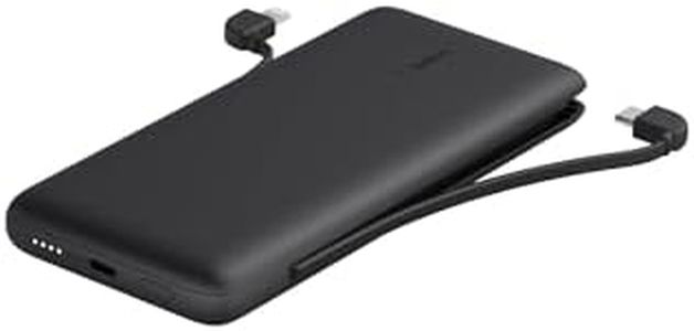 Belkin Power Bank, BoostCharge Plus 10k mAh Portable Charger w/Integrated Lightning Cable & USB-C Cable - iPhone Charger - Battery Pack for iPhone 16 Pro Max, iPhone 16, iPhone 15, iPhone 14 - Black