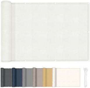 HENG FENG Balcony Privacy Screen, 75 x 600 cm, 160 g/m² PES UV Protection, Balcony Cladding, Balcony Cover, Weatherproof, with Cable Ties, Cream White