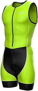 Zimco Triathlon Suit Men Racing TriSuit Cycling Skin Suit Swim Bike Run, Neon Green/Black, 3X-Large