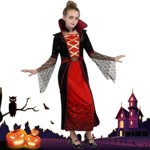 YongSral Deguisement Vampire Fille, Deguisement Halloween Enfant, Deguisement Halloween Vampire Fille, Deguisement Vampire Enfant, Costume Halloween Fille, Costume Vampire Enfant (L(10-12 Ans))
